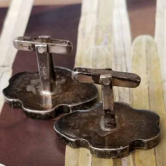 Relisted -Vintage Sterling Silver cuff links PGG black - Picture 10 of 17